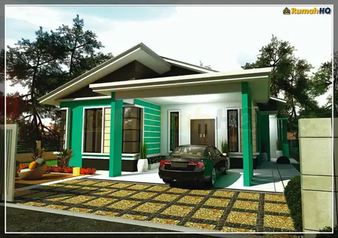 Pandangan 3D 1 daripada 5, rumah RHQ-A4-07 — Banglo 1 Tingkat · 4 Bilik · 3 Bilik Air