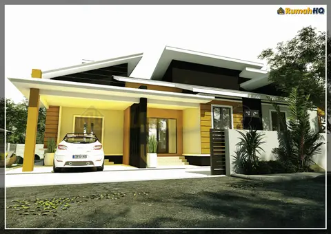 Pandangan 3D 1 daripada 5, rumah RHQ-A4-08 — Banglo 1 Tingkat · 5 Bilik · 4 Bilik Air