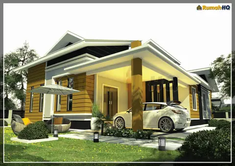 Pandangan 3D 2 daripada 5, rumah RHQ-A4-08 — Banglo 1 Tingkat · 5 Bilik · 4 Bilik Air