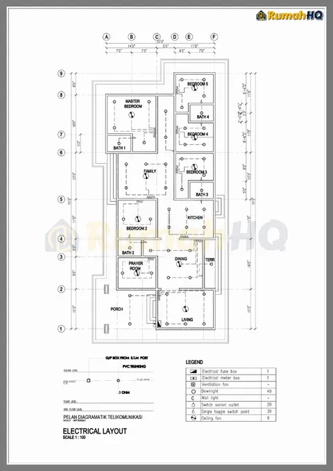 Lukisan teknikal rumah RHQ-A4-09, helaian 1 daripada 9