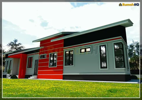 Pandangan 3D 3 daripada 5, rumah RHQ-A4-09 — Banglo 1 Tingkat · 5 Bilik · 4 Bilik Air