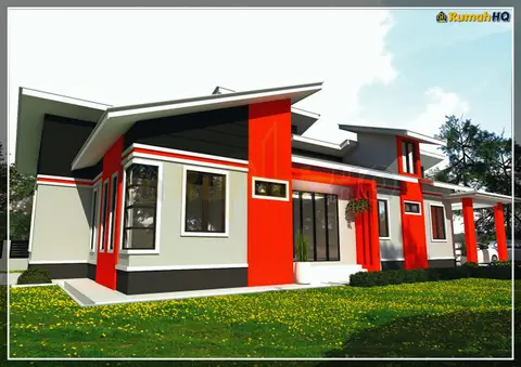 Pandangan 3D 4 daripada 5, rumah RHQ-A4-09 — Banglo 1 Tingkat · 5 Bilik · 4 Bilik Air
