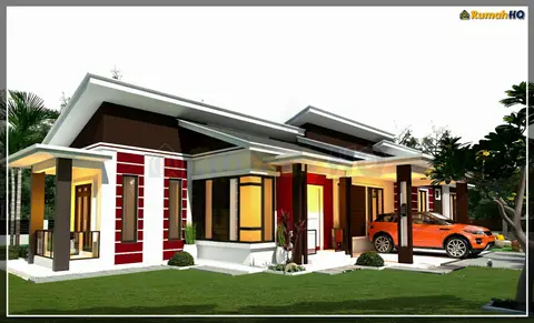 Pandangan 3D 4 daripada 5, rumah RHQ-A5-01 — Banglo 1 Tingkat · 5 Bilik · 4 Bilik Air