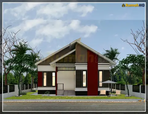 Pandangan 3D 4 daripada 5, rumah RHQ-A5-02 — Banglo 1 Tingkat · 5 Bilik · 4 Bilik Air