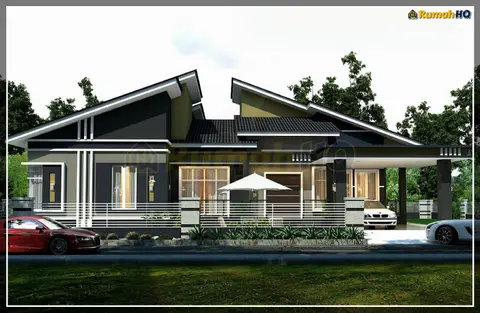 Pandangan 3D 1 daripada 5, rumah RHQ-A5-09 — Banglo 1 Tingkat · 4 Bilik · 4 Bilik Air