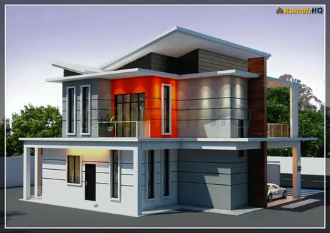 Pandangan 3D 4 daripada 5, rumah RHQ-D1-02 — Banglo 2 Tingkat · 4 Bilik · 4 Bilik Air