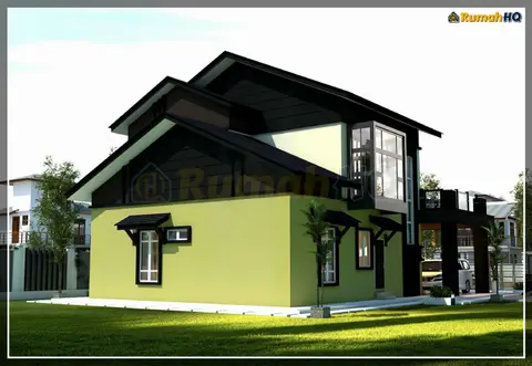 Pandangan 3D 4 daripada 5, rumah RHQ-D1-08 — Banglo 2 Tingkat · 5 Bilik · 4 Bilik Air