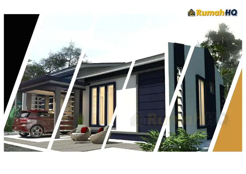 Pandangan 3D rumah RHQ-E1-02 — 1 tingkat, 1,070 kaki persegi, 3 bilik tidur, 2 bilik air