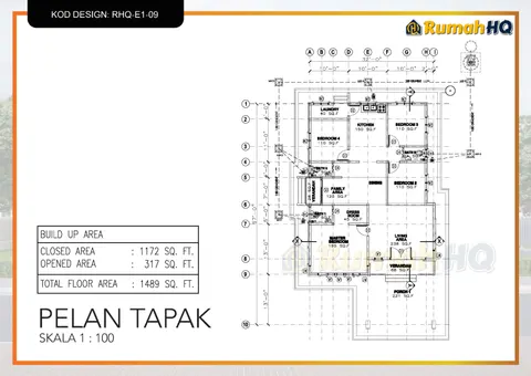 Lukisan teknikal rumah RHQ-E1-09, helaian 1 daripada 13