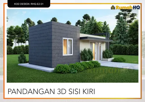 Pandangan 3D 3 daripada 5, rumah RHQ-E2-01 — Banglo Mini 1 Tingkat · 1 Bilik · 1 Bilik Air