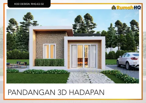 Pandangan 3D 2 daripada 5, rumah RHQ-E2-02 — Banglo Mini 1 Tingkat · 1 Bilik · 1 Bilik Air