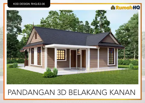 Pandangan 3D 5 daripada 5, rumah RHQ-E2-06 — Banglo Mini 1 Tingkat · 2 Bilik · 2 Bilik Air