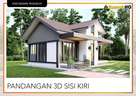 Pandangan 3D 3 daripada 5, rumah RHQ-E2-07 — Banglo Mini 1 Tingkat · 2 Bilik · 2 Bilik Air