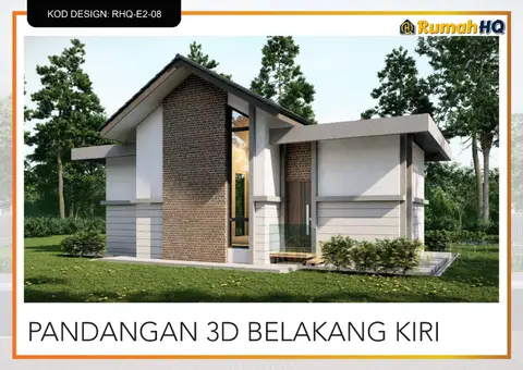 Pandangan 3D 5 daripada 5, rumah RHQ-E2-08 — Banglo Mini 1 Tingkat · 2 Bilik · 1 Bilik Air