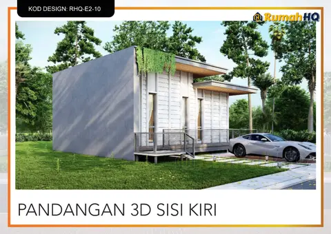 Pandangan 3D 3 daripada 5, rumah RHQ-E2-10 — Banglo Mini 1 Tingkat · 2 Bilik · 1 Bilik Air