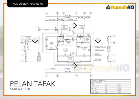 Lukisan teknikal rumah RHQ-E3-02, helaian 1 daripada 13