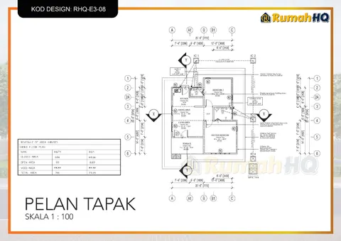 Lukisan teknikal rumah RHQ-E3-08, helaian 1 daripada 13